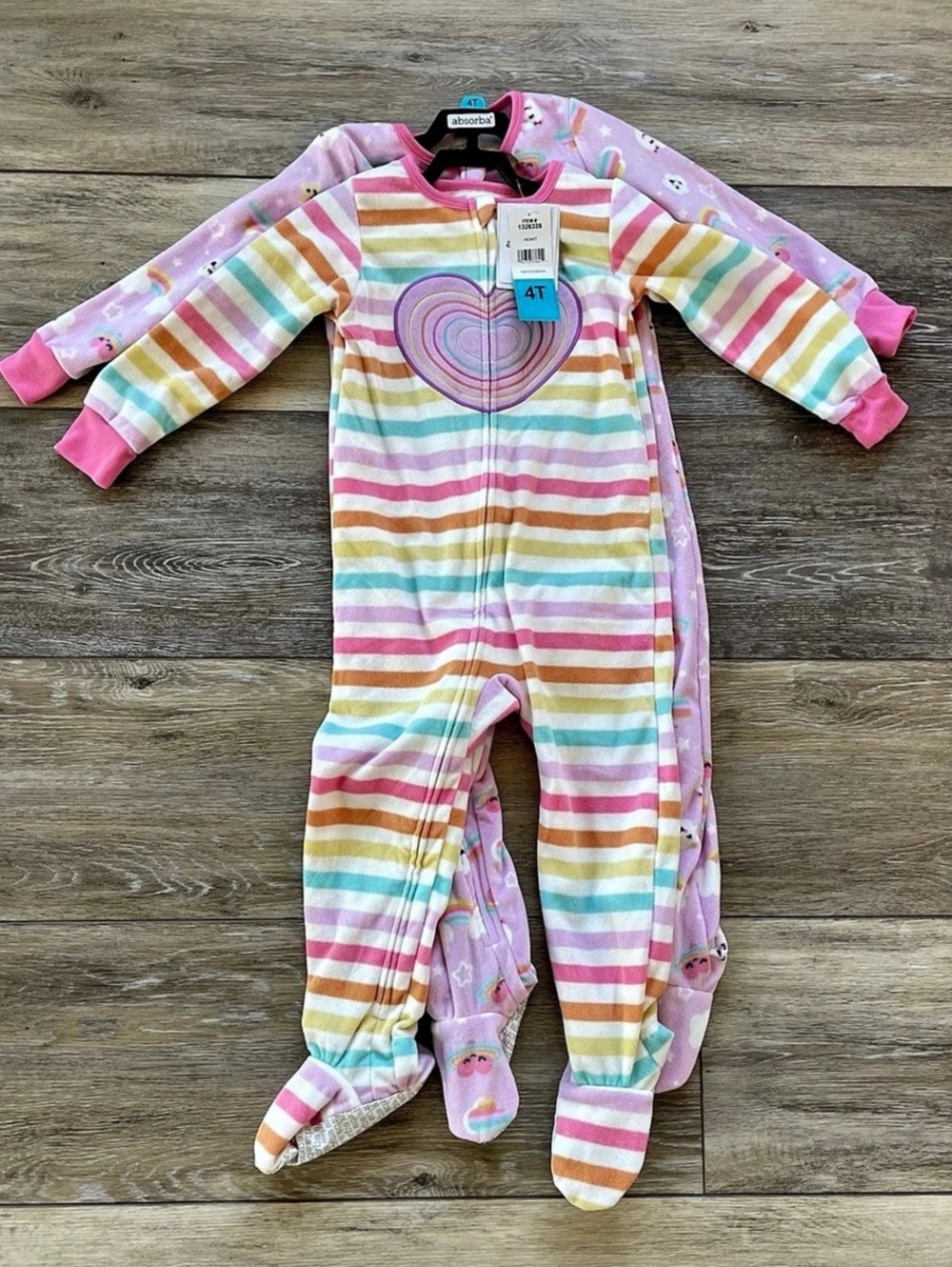 absorbа Girls 4T Striped & Printed Footie Set NWT